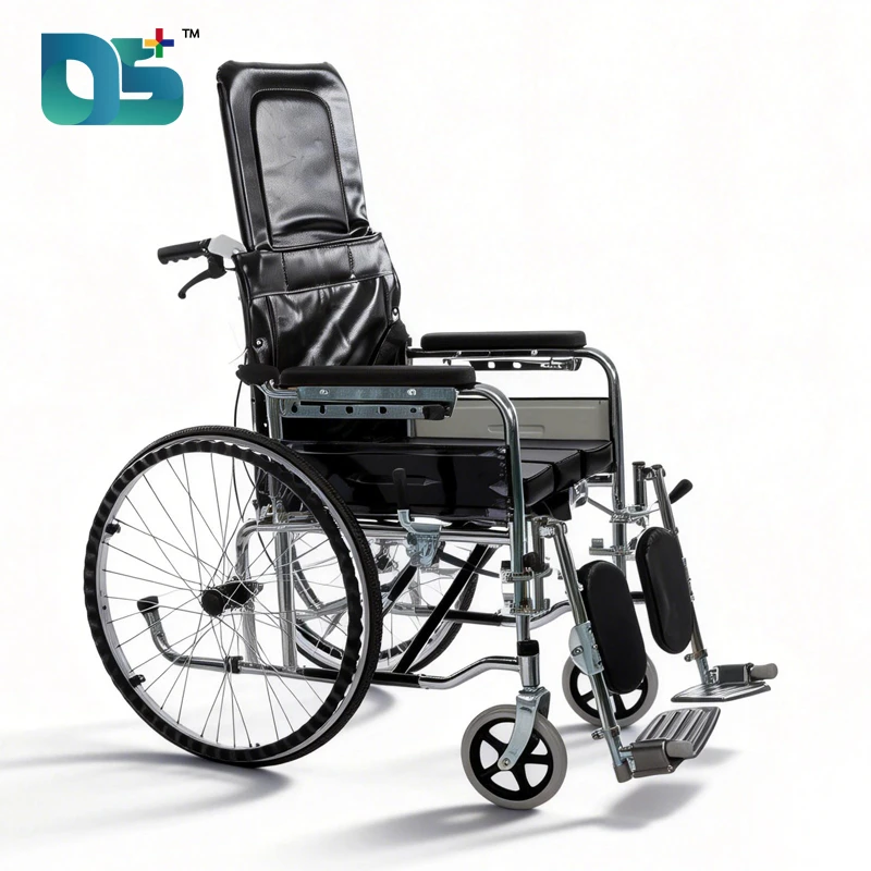 0-90&deg; Reclining Manual Wheelchair with Potty Hole & Leather Seat (QT-2)