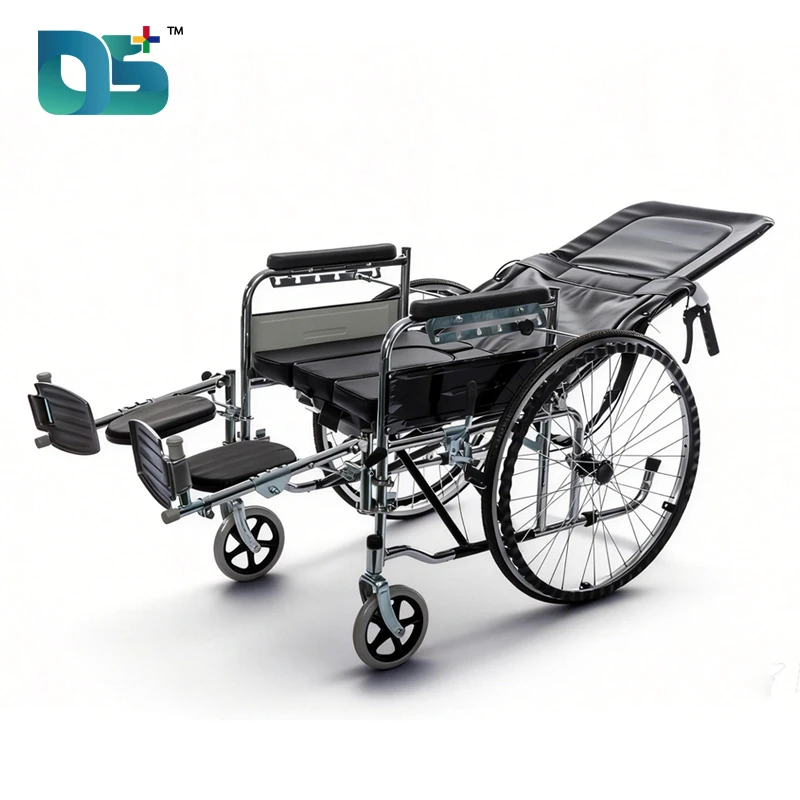 0-90&deg; Reclining Manual Wheelchair with Potty Hole & Leather Seat (QT-2)