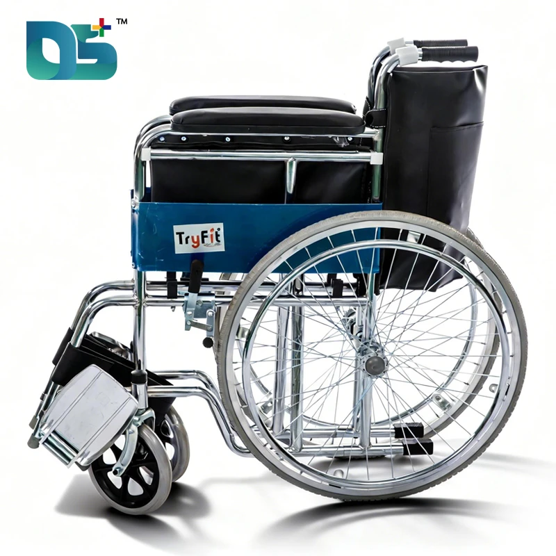 Chrome-Plated Manual Wheelchair with Leather Seat (DS-809)
